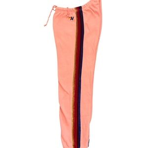 Aviator Nation Coral Joggers with Vibrant Stripes